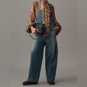NWT Anthropologie Barrel-Leg Zip-Front Overalls Size Small